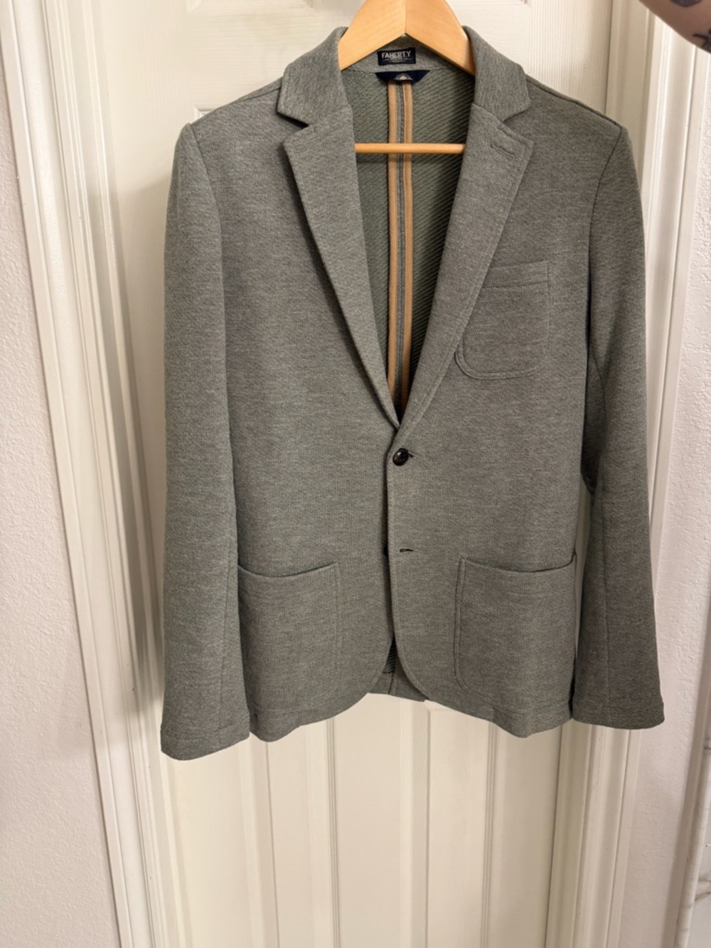 Faherty Olive Brush Melange Inlet Knit Blazer - size standard small